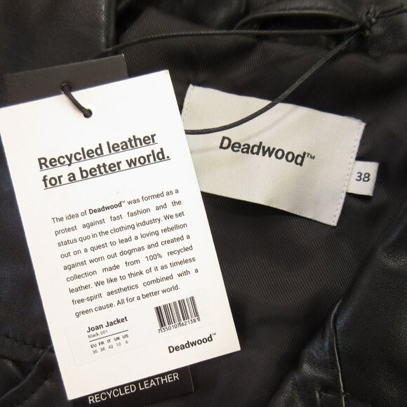 NWT DEADWOOD Joan in Black Leather Motorcycle Moto Jacket Fr 38 / US 6 - Picture 9 of 13
